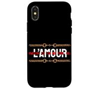 Carcasa para iPhone X/XS L'Amour with Printed Golden Style Chains Valentin's Day Love