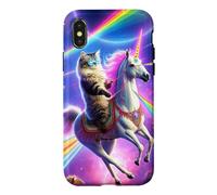 Carcasa para iPhone X/XS Laser Eyes Espacio Exterior Gato Montando Llama Unicornio UFO Tacos