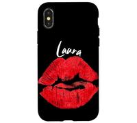 Carcasa para iPhone X/XS Laura Red Lips Nombre Personalizado