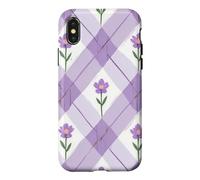 Carcasa para iPhone X/XS Lavanda Púrpura Argyle Flores Floral Floral