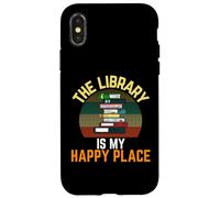 Carcasa para iPhone X/XS Lector Vintage The Library Is My Happy Place, Bibliotecario Retro