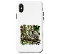 Carcasa para iPhone X/XS Lémur Vida Silvestre Animal Selva Bosque Árbol Rama Tropical