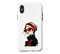 Carcasa para iPhone X/XS Lente roja Moda Muse Rayas Headwrap Chic Ink Art