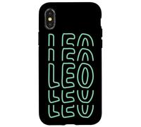 Carcasa para iPhone X/XS Leo Zodiac Repetir Contorno Texto Diseño Vertical
