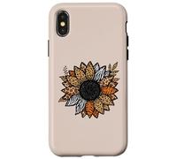 Carcasa para iPhone X/XS Leopard Animal Print Sunflower Flower Safari Boho Aesthetic