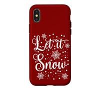 Carcasa para iPhone X/XS Let It Snow Copos de Nieve Letras Invierno Diseño Blanco