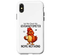 Carcasa para iPhone X/XS Let Me Check My Giveashitometer Funny Grumpy Chicken Coffee
