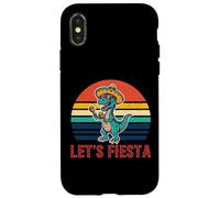 Carcasa para iPhone X/XS Let's Fiesta, Divertido Dinosaurio T-Rex del Cinco de Mayo