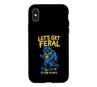 Carcasa para iPhone X/XS Let's Get Feral! Hiking Cub Scout Racoon Scouting America