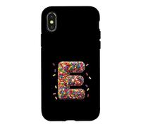 Carcasa para iPhone X/XS Letter E Candy Rainbow Sprinkles Monogram Men, Women, Kids