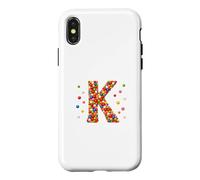 Carcasa para iPhone X/XS Letter K Candy Rainbow Sprinkles Monogram Men, Women, Kids
