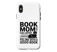 Carcasa para iPhone X/XS Libro Mamá Gato Amante Felino Bien con Un Buen Libro Lectura