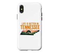 Carcasa para iPhone X/XS Life Is Better in Tennessee, Scenic TN State Outline Sunset
