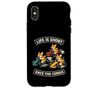 Carcasa para iPhone X/XS Life Is Short Race The Corgis Funny Go Kart Racing Lifestyle
