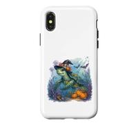 Carcasa para iPhone X/XS Linda Tortuga Marina Bruja Halloween bajo el Agua