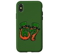 Carcasa para iPhone X/XS Lindo 67 Leprechaun Sombrero Barba Six Seven St Paddy Niños