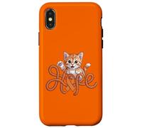 Carcasa para iPhone X/XS Lindo Apéndice Concientización Cáncer Cinta Naranja Gato Esperanza