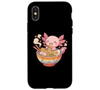 Carcasa para iPhone X/XS Lindo Axolotl Come Fideos Ramen, gráfico Kawaii de Axolotl