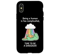 Carcasa para iPhone X/XS Lindo Disfraz de Dinosaurio T-Rex Rainbow Time To Be A Dino