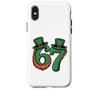 Carcasa para iPhone X/XS Lindo Divertido 67 Duende Sombrero Barba Seis Siete St Paddy