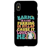 Carcasa para iPhone X/XS Lindo Karma Es Un Gato Furring En Mi Regazo Porque Me Ama