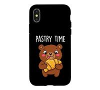 Carcasa para iPhone X/XS Lindo Oso Croissant Pastelería Dibujos Animados Panadería Arte Animal Francés