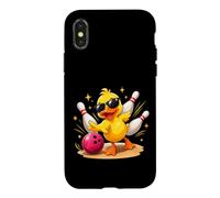 Carcasa para iPhone X/XS Lindo Pato con Gafas de Sol Jugando Bolos Divertido Jugador de Bolos