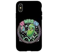 Carcasa para iPhone X/XS Lindo pepinillo Kawaii Estaba en una Divertida Disputa de Jugador de Pickleball