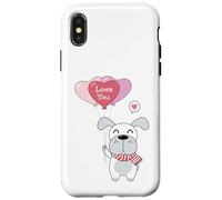 Carcasa para iPhone X/XS Lindo Perro con un Globo de corazón Te Amo