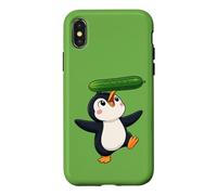 Carcasa para iPhone X/XS Lindo pingüino Equilibrio Pepino Dibujos Animados Arte