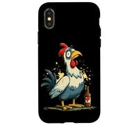 Carcasa para iPhone X/XS Lindo Pollo con Cerveza Busca fanáticos de Beber