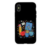 Carcasa para iPhone X/XS Lindos diseños de Aprendizaje de Suministros Escolares Felices