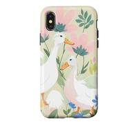 Carcasa para iPhone X/XS Lindos Patos Blancos Sketchy Wildflowers