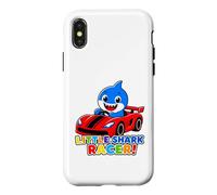 Carcasa para iPhone X/XS Little Shark Racer Kids Cute Shark Race Car Diseño para niños