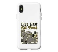 Carcasa para iPhone X/XS Live Fast Eat Trash Lowbrow Funny Trashpanda Raccoon