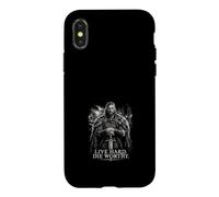 Carcasa para iPhone X/XS Live Hard Die Worthy Viking Sword Diseño nórdico