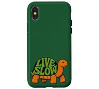 Carcasa para iPhone X/XS Live Slow Turtle Life Naturaleza Vibes Retro Calma Estética