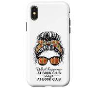 Carcasa para iPhone X/XS Lo Que Sucede en el Club de Lectura se Queda en el Club de Lectura Divertido moño desordenado