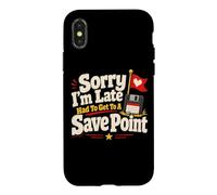 Carcasa para iPhone X/XS Lo Siento, llego Tarde Save Point Gamer Videojuego Humor