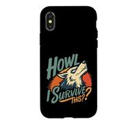 Carcasa para iPhone X/XS Lobo Aullando cuestionando la Resistencia Arte Retro