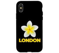 Carcasa para iPhone X/XS London Tropical Yellow Frangipani Flower Minimalist City
