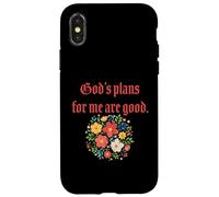 Carcasa para iPhone X/XS Los Planes de Dios para mí Son Buenos - Floral Christian Faith
