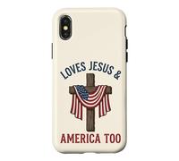 Carcasa para iPhone X/XS Love Jesus and America Too Patriotic Faith