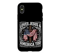 Carcasa para iPhone X/XS Love Jesus and America Too Patriotic Faith Men Women