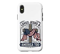 Carcasa para iPhone X/XS Love Jesus and America Too Patriotic Faith Vintage