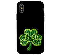 Carcasa para iPhone X/XS Lucky Faux Yarn Crochet Shamrock Irish St. Patrick's Day
