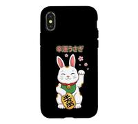 Carcasa para iPhone X/XS Lucky Rabbit Maneki Neko Bunny Flor de Cerezo japonés