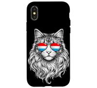 Carcasa para iPhone X/XS Luxembourg Flag Cat Sunglasses Gifts Love Luxembourg