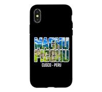 Carcasa para iPhone X/XS Machu Picchu Cusco Perú Ruinas Montañas Tipografía Vintage