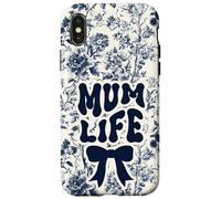 Carcasa para iPhone X/XS Madre Chinoiserie Bow Floral Azul Supercute Mum Life
